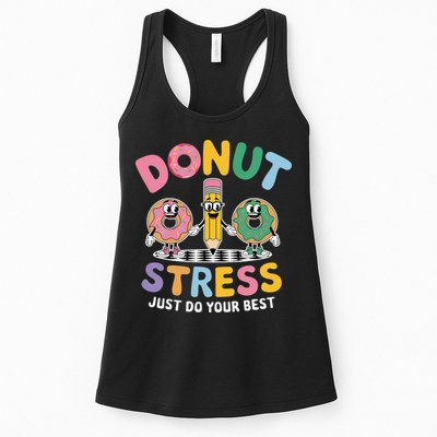Groovy Donut Stress Just Do Your Best Testing Day Teachers Womens Tank Top