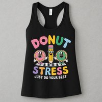 Groovy Donut Stress Just Do Your Best Testing Day Teachers Womens Tank Top