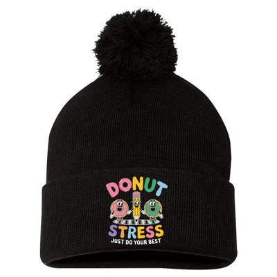 Groovy Donut Stress Just Do Your Best Testing Day Teachers Pom Pom 12in Knit Beanie