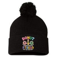 Groovy Donut Stress Just Do Your Best Testing Day Teachers Pom Pom 12in Knit Beanie