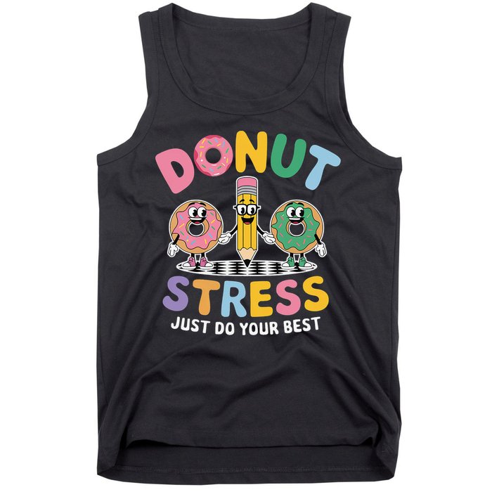 Groovy Donut Stress Just Do Your Best Testing Day Teachers Tank Top
