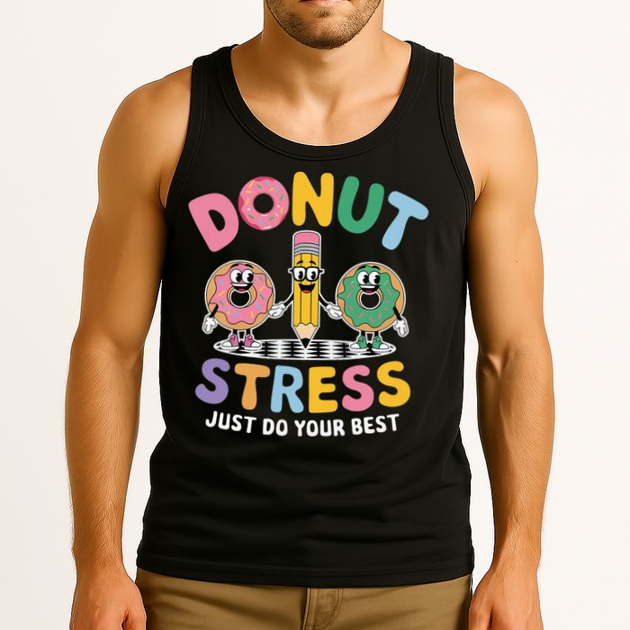 Groovy Donut Stress Just Do Your Best Testing Day Teachers Tank Top