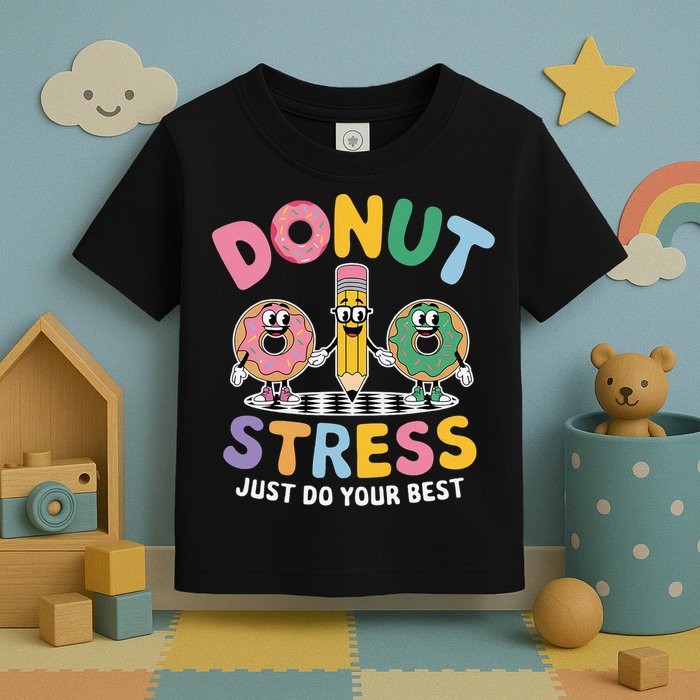 Groovy Donut Stress Just Do Your Best Testing Day Teachers Toddler T-Shirt