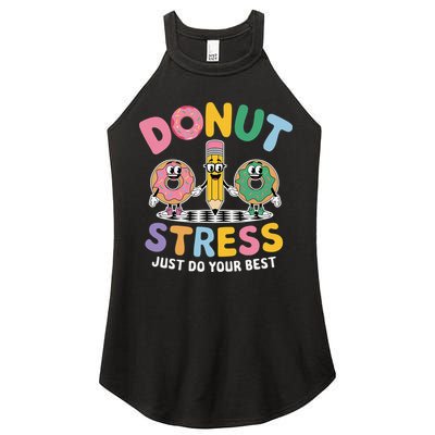 Groovy Donut Stress Just Do Your Best Testing Day Teachers Women's Perfect Tri Rocker Tank