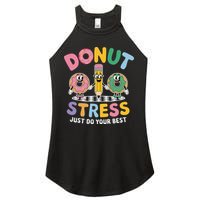 Groovy Donut Stress Just Do Your Best Testing Day Teachers Women's Perfect Tri Rocker Tank