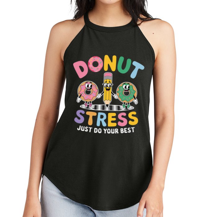Groovy Donut Stress Just Do Your Best Testing Day Teachers Women's Perfect Tri Rocker Tank