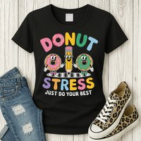 Groovy Donut Stress Just Do Your Best Testing Day Teachers Womens T-Shirt