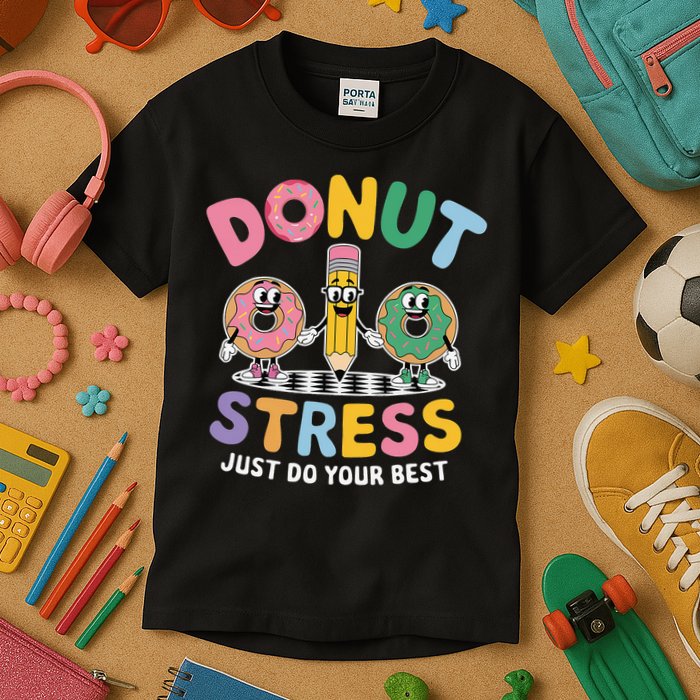 Groovy Donut Stress Just Do Your Best Testing Day Teachers Kids T-Shirt
