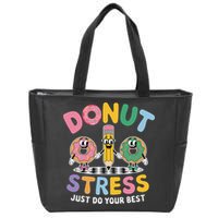 Groovy Donut Stress Just Do Your Best Testing Day Teachers Zip Tote Bag