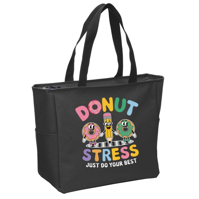 Groovy Donut Stress Just Do Your Best Testing Day Teachers Zip Tote Bag