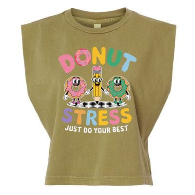 Groovy Donut Stress Just Do Your Best Testing Day Teachers Garment-Dyed Women's Muscle Tee
