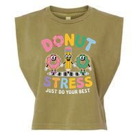 Groovy Donut Stress Just Do Your Best Testing Day Teachers Garment-Dyed Women's Muscle Tee