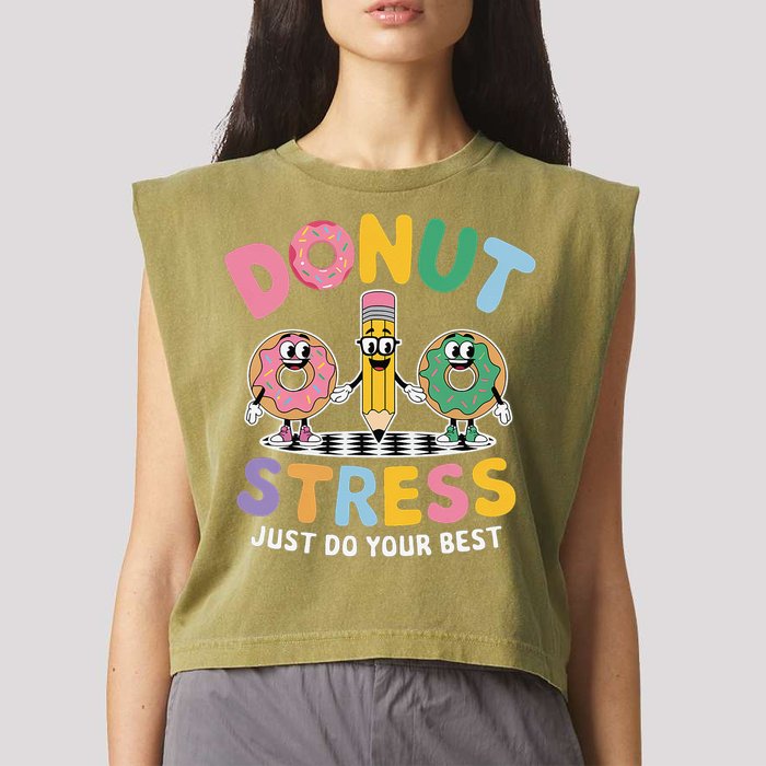 Groovy Donut Stress Just Do Your Best Testing Day Teachers Garment-Dyed Women's Muscle Tee