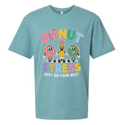 Groovy Donut Stress Just Do Your Best Testing Day Teachers Sueded Cloud Jersey T-Shirt