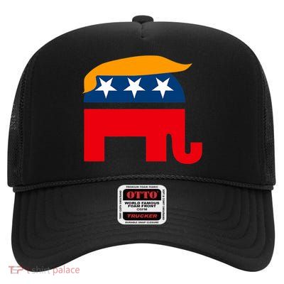 GOP Donald Trump Republican Elephant High Crown Mesh Back Trucker Hat