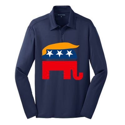 GOP Donald Trump Republican Elephant Silk Touch Performance Long Sleeve Polo