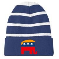 GOP Donald Trump Republican Elephant Striped Beanie with Solid Band