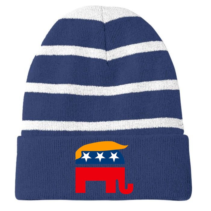 GOP Donald Trump Republican Elephant Striped Beanie with Solid Band