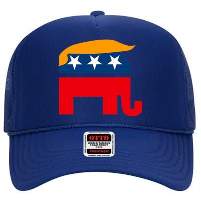 GOP Donald Trump Republican Elephant High Crown Mesh Back Trucker Hat