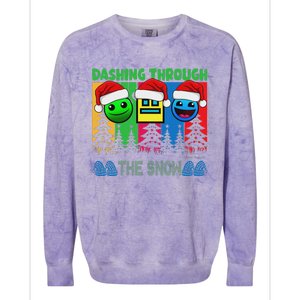 Geometry Dashing Through The Snow Sleep Dash Game Christmas Colorblast Crewneck Sweatshirt