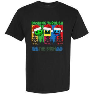 Geometry Dashing Through The Snow Sleep Dash Game Christmas Garment-Dyed Heavyweight T-Shirt