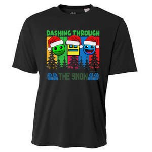 Geometry Dashing Through The Snow Sleep Dash Game Christmas Cooling Performance Crew T-Shirt