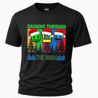 Geometry Dashing Through The Snow Sleep Dash Game Christmas Cooling Performance Crew T-Shirt