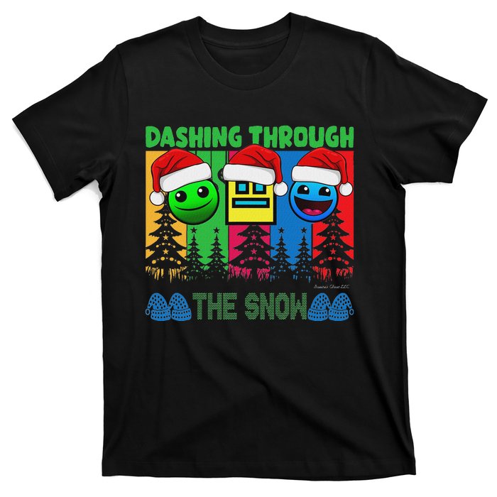 Geometry Dashing Through The Snow Sleep Dash Game Christmas T-Shirt