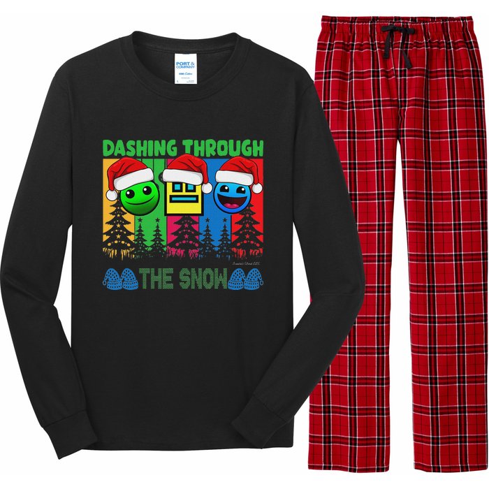 Geometry Dashing Through The Snow Sleep Dash Game Christmas Long Sleeve Pajama Set