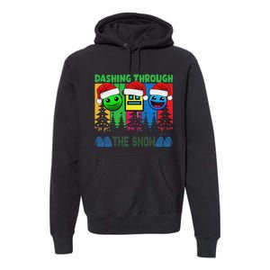 Geometry Dashing Through The Snow Sleep Dash Game Christmas Premium Hoodie