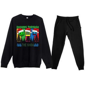 Geometry Dashing Through The Snow Sleep Dash Game Christmas Premium Crewneck Sweatsuit Set