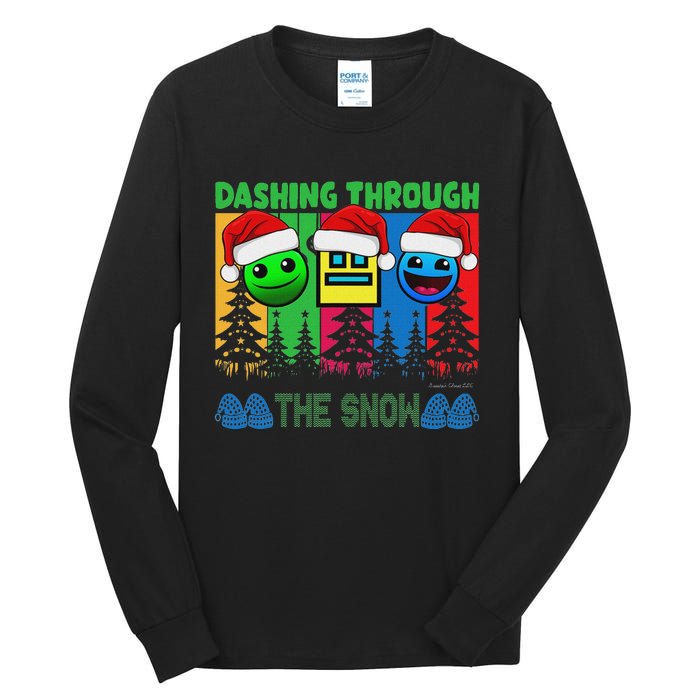 Geometry Dashing Through The Snow Sleep Dash Game Christmas Tall Long Sleeve T-Shirt