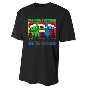 Geometry Dashing Through The Snow Sleep Dash Game Christmas Performance Sprint T-Shirt