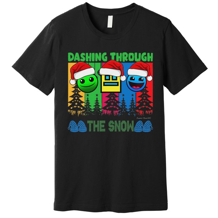 Geometry Dashing Through The Snow Sleep Dash Game Christmas Premium T-Shirt