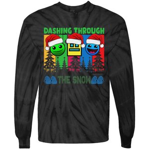 Geometry Dashing Through The Snow Sleep Dash Game Christmas Tie-Dye Long Sleeve Shirt