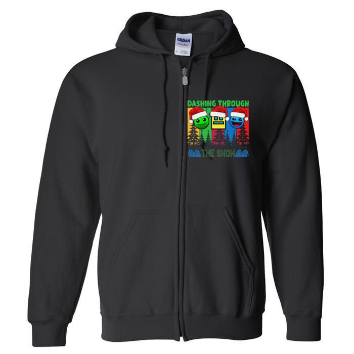 Geometry Dashing Through The Snow Sleep Dash Game Christmas Full Zip Hoodie