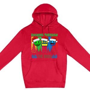 Geometry Dashing Through The Snow Sleep Dash Game Christmas Premium Pullover Hoodie