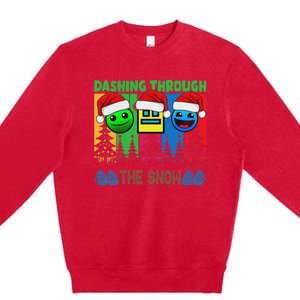 Geometry Dashing Through The Snow Sleep Dash Game Christmas Premium Crewneck Sweatshirt