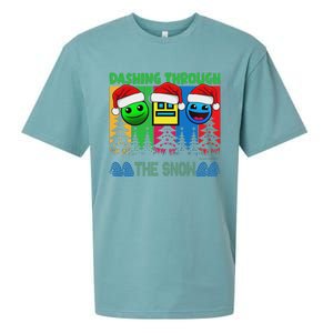 Geometry Dashing Through The Snow Sleep Dash Game Christmas Sueded Cloud Jersey T-Shirt