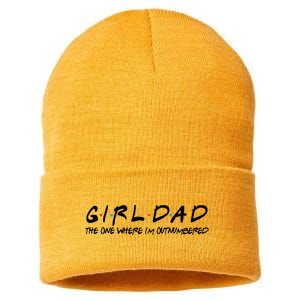 Girl Dad The One Where I'm Outnumbered Dad Of Girls Daddy Cool Gift Sustainable Knit Beanie