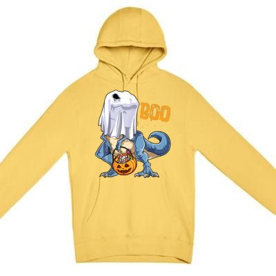 Ghost Dinosaur T Rex Funny Boo Halloween Pumpkin Premium Pullover Hoodie