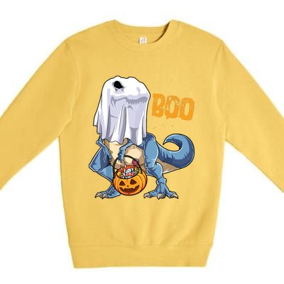 Ghost Dinosaur T Rex Funny Boo Halloween Pumpkin Premium Crewneck Sweatshirt