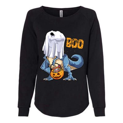 Ghost Dinosaur T Rex Funny Boo Halloween Pumpkin Womens California Wash Sweatshirt