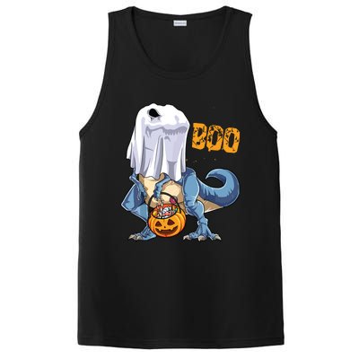 Ghost Dinosaur T Rex Funny Boo Halloween Pumpkin PosiCharge Competitor Tank