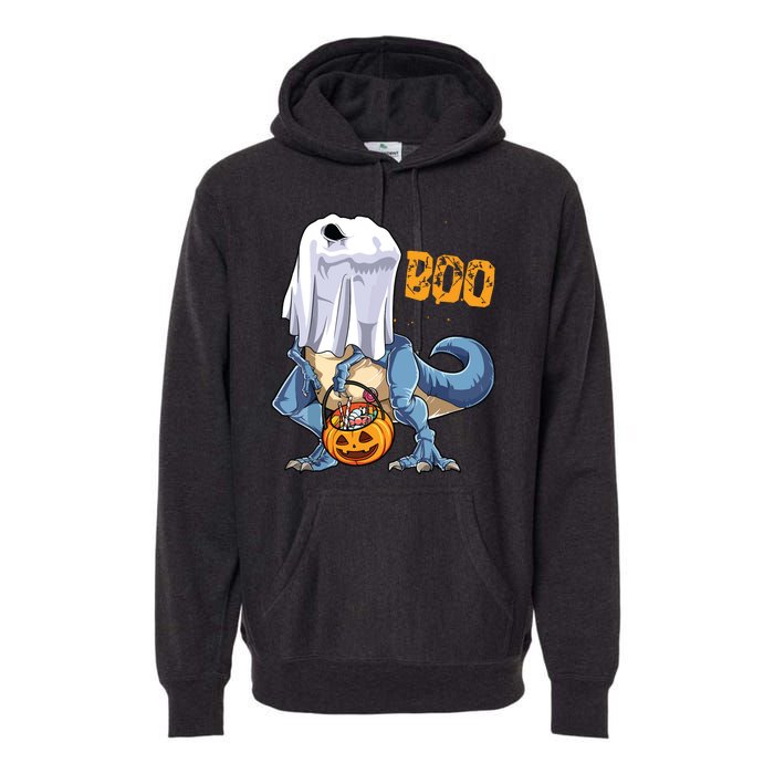 Ghost Dinosaur T Rex Funny Boo Halloween Pumpkin Premium Hoodie