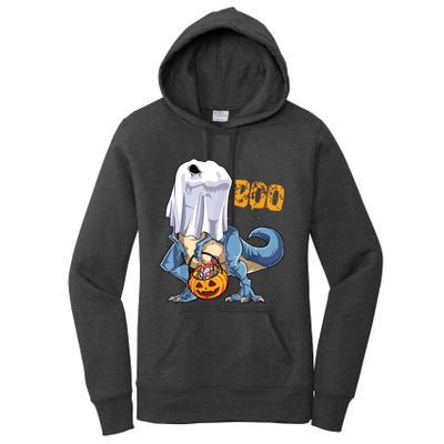 Ghost Dinosaur T Rex Funny Boo Halloween Pumpkin Women's Pullover Hoodie