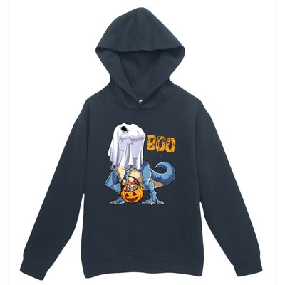 Ghost Dinosaur T Rex Funny Boo Halloween Pumpkin Urban Pullover Hoodie