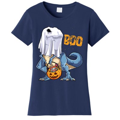 Ghost Dinosaur T Rex Funny Boo Halloween Pumpkin Women's T-Shirt