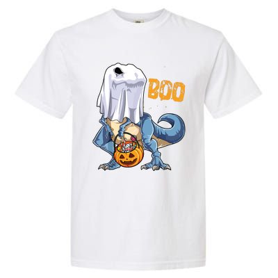 Ghost Dinosaur T Rex Funny Boo Halloween Pumpkin Garment-Dyed Heavyweight T-Shirt