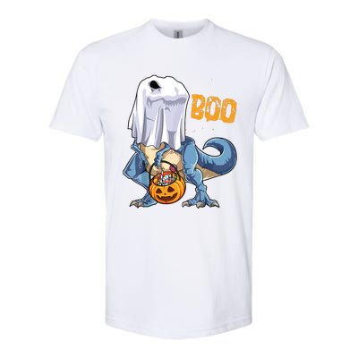 Ghost Dinosaur T Rex Funny Boo Halloween Pumpkin Softstyle CVC T-Shirt